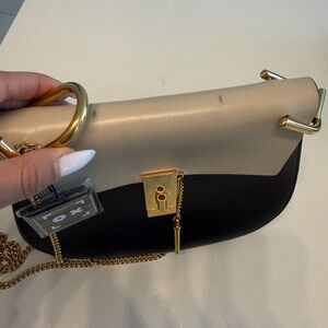 CHLOE - Two-Tone Beige and Black Leather Crossbody